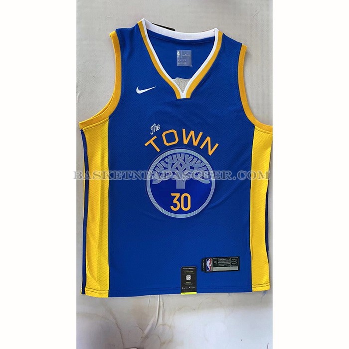 Maillot Golden State Warriors Stephen Curry NO 30 Earned 2022-23 Bleu